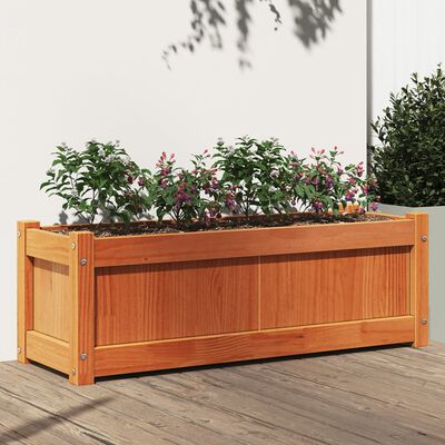 vidaXL Jardinera exterior madera maciza pino marrón cera 90x31x31 cm