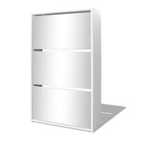 vidaXL Mueble zapatero 3 niveles y espejo blanco 63x17x102,5 cm