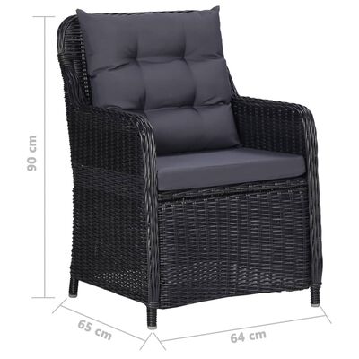 vidaXL Juego de comedor para jardín 5 piezas negro