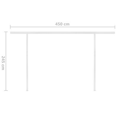 vidaXL Toldo retráctil manual con luz LED crema 5x3 m