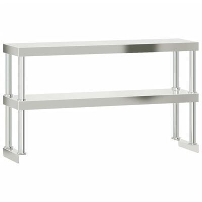 vidaXL Mesa de trabajo para cocina con estante acero inox 110x55x150cm