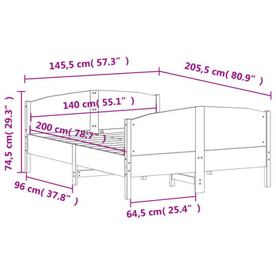 vidaXL Estructura de cama sin colchón madera de pino blanca 140x200 cm