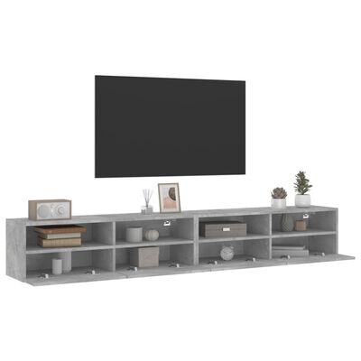 vidaXL Muebles de pared de TV 2 uds madera gris hormigón 100x30x30 cm