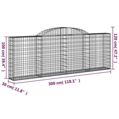 vidaXL Cestas de gaviones 13 uds forma arco hierro 300x30x100/120 cm