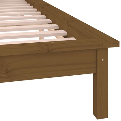 vidaXL Estructura de cama con LED madera maciza marrón miel 150x200 cm