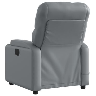 vidaXL Sillón de masaje reclinable cuero sintético gris