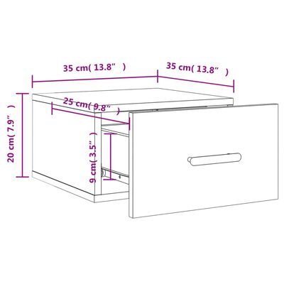 vidaXL Mesitas de noche de pared 2 uds color gris Sonoma 35x35x20 cm