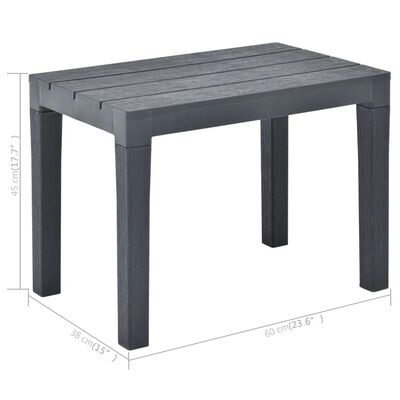 vidaXL Mesa de jardín con 2 bancos plástico gris antracita