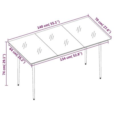 vidaXL Juego de comedor de jardín 7 piezas con cojines negro