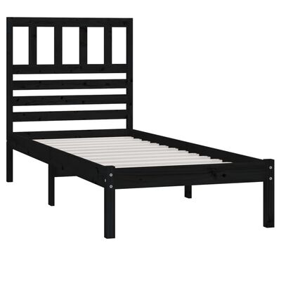 vidaXL Estructura cama individual madera maciza pino negra 90x190 cm