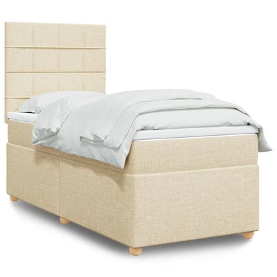 vidaXL Cama box spring con colchón tela color crema 90x190 cm