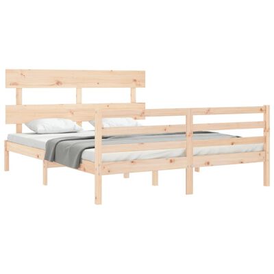 vidaXL Estructura de cama de matrimonio con cabecero madera maciza