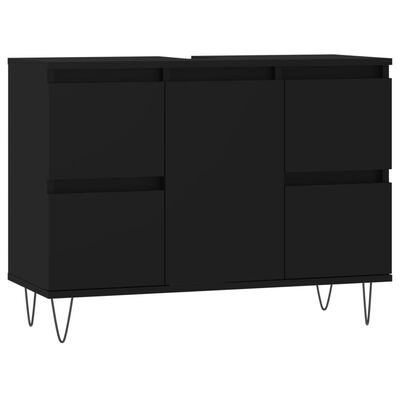 vidaXL Mueble de baño madera de ingeniería negro 80x33x60 cm