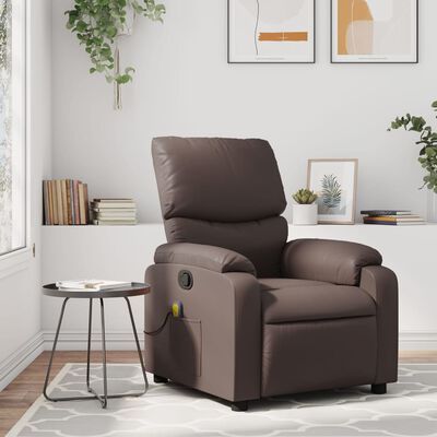 vidaXL Sillón de masaje reclinable cuero sintético marrón