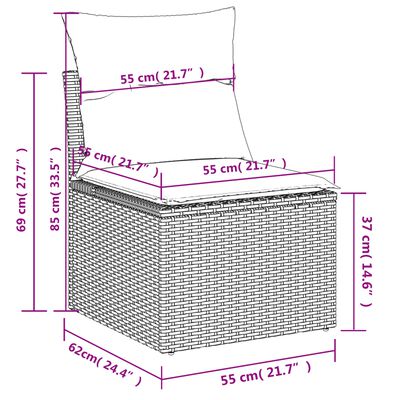 vidaXL Set de sofás de jardín 11pzas con cojines ratán sintético beige