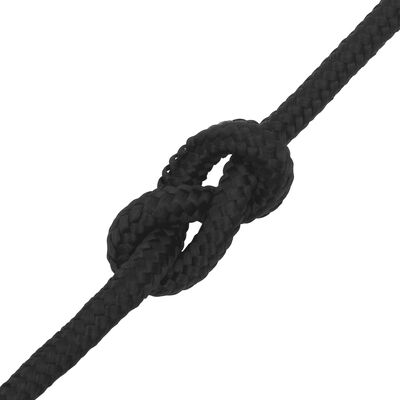 vidaXL Cuerda de barco polipropileno negro intenso 14 mm 25 m