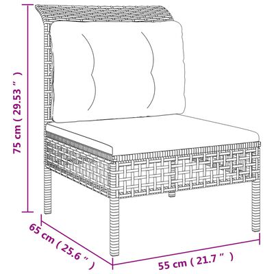 vidaXL Set de muebles de jardín 6 pzas y cojines ratán sintético gris