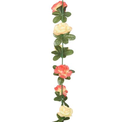 vidaXL Guirnaldas de flores de Navidad 6 uds rosa y champagne 240 cm