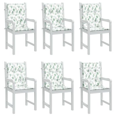 vidaXL Cojines de silla de respaldo bajo 6 uds tela estampado de hojas