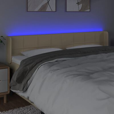 vidaXL Cabecero con LED de tela crema 163x16x78/88 cm