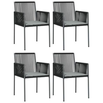 vidaXL Set comedor jardín 5 pzas y cojines acero ratán sintético negro