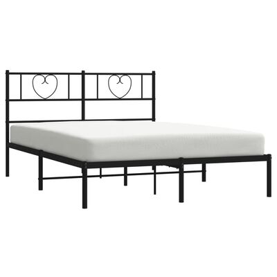 vidaXL Estructura cama sin colchón con cabecero metal negro 140x200 cm