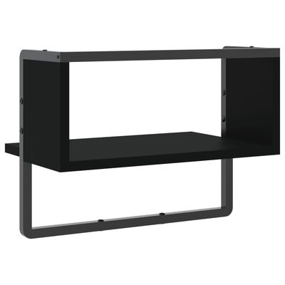 vidaXL Estante de pared con barra negro 40x25x30 cm