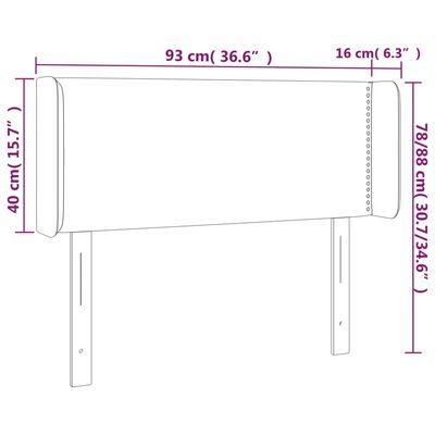 vidaXL Cabecero con LED de tela gris claro 93x16x78/88 cm