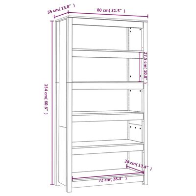 vidaXL Estantería madera maciza de pino gris 80x35x154 cm