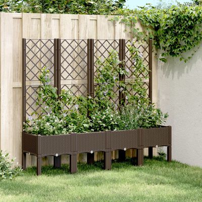 vidaXL Jardinera con enrejado PP marrón 160x40x142 cm