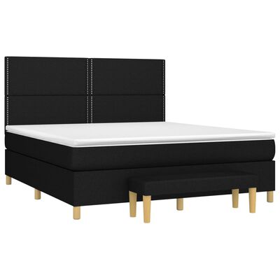 vidaXL Cama box spring con colchón tela negro 180x200 cm