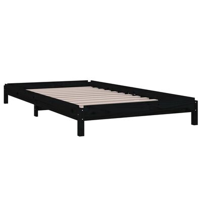 vidaXL Cama apilable de madera pino maciza negro 100x200 cm