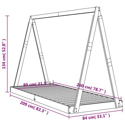 vidaXL Estructura de cama para niños madera maciza de pino 80x200 cm