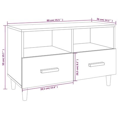 vidaXL Mueble de TV madera de ingeniería gris Sonoma 80x36x50 cm