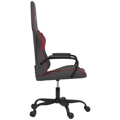 vidaXL Silla gaming de masaje cuero sintético negro y rojo vino tinto