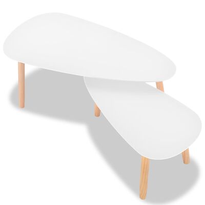 vidaXL Set de mesas de centro 2 unidades madera maciza de pino blanco