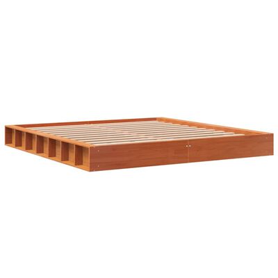 vidaXL Cama sin colchón madera maciza de pino marrón cera 200x200 cm