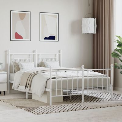 vidaXL Estructura cama sin colchón con estribo metal blanco 150x200 cm