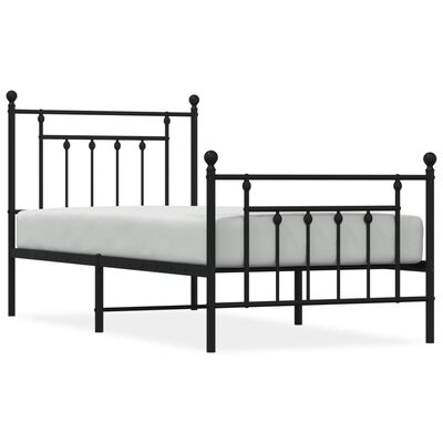 vidaXL Estructura de cama con cabecero y estribo metal negro 90x190 cm