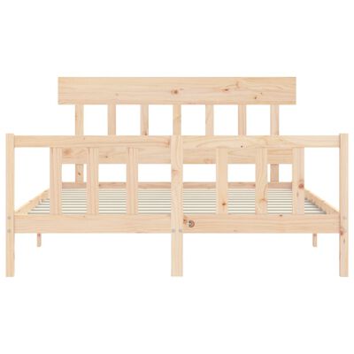 vidaXL Estructura de cama de matrimonio con cabecero madera maciza