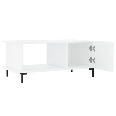 vidaXL Mesa de centro madera contrachapada blanco brillo 90x50x40 cm