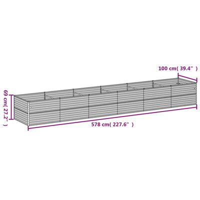 vidaXL Jardinera acero corten 578x100x69 cm