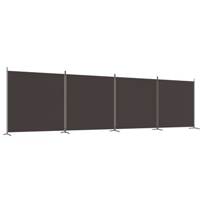 vidaXL Biombo divisor de 4 paneles de tela marrón 698x180 cm