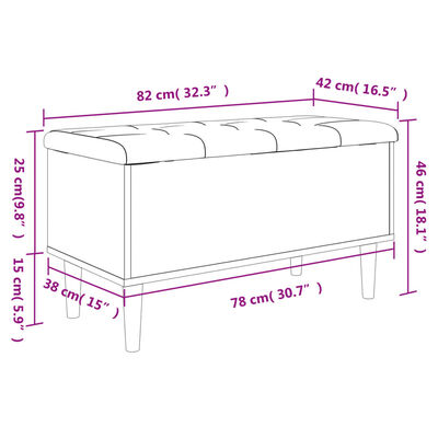 vidaXL Banco con almacenaje madera ingeniería gris Sonoma 82x42x46 cm