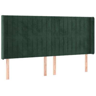 vidaXL Cama box spring colchón y LED terciopelo verde oscuro 160x200cm