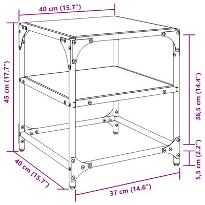 vidaXL Mesa de centro superficie vidrio 2 uds acero negro 40x40x45 cm