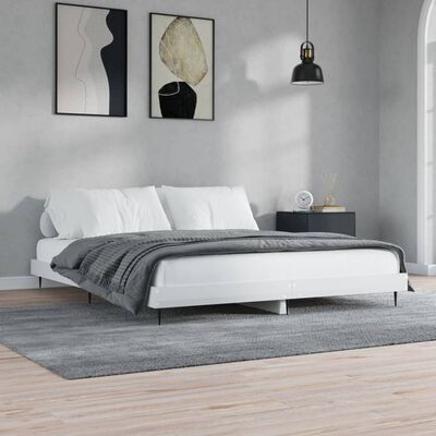 vidaXL Estructura de cama madera de ingeniería blanco brillo 120x200cm