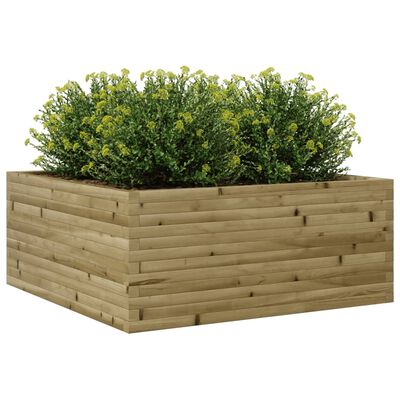 vidaXL Jardinera de madera de pino impregnada 110x110x46 cm