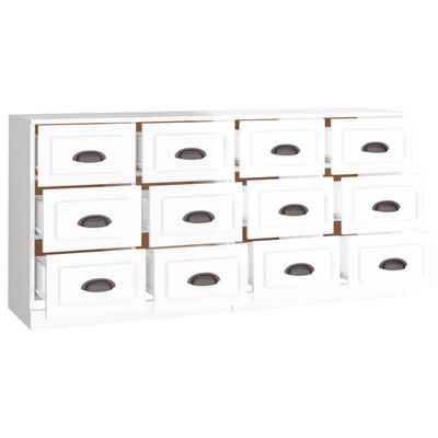 vidaXL Aparadores 2 uds madera contrachapada blanco brillo