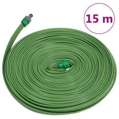 vidaXL Manguera de riego 3 tubos PVC verde 15 m